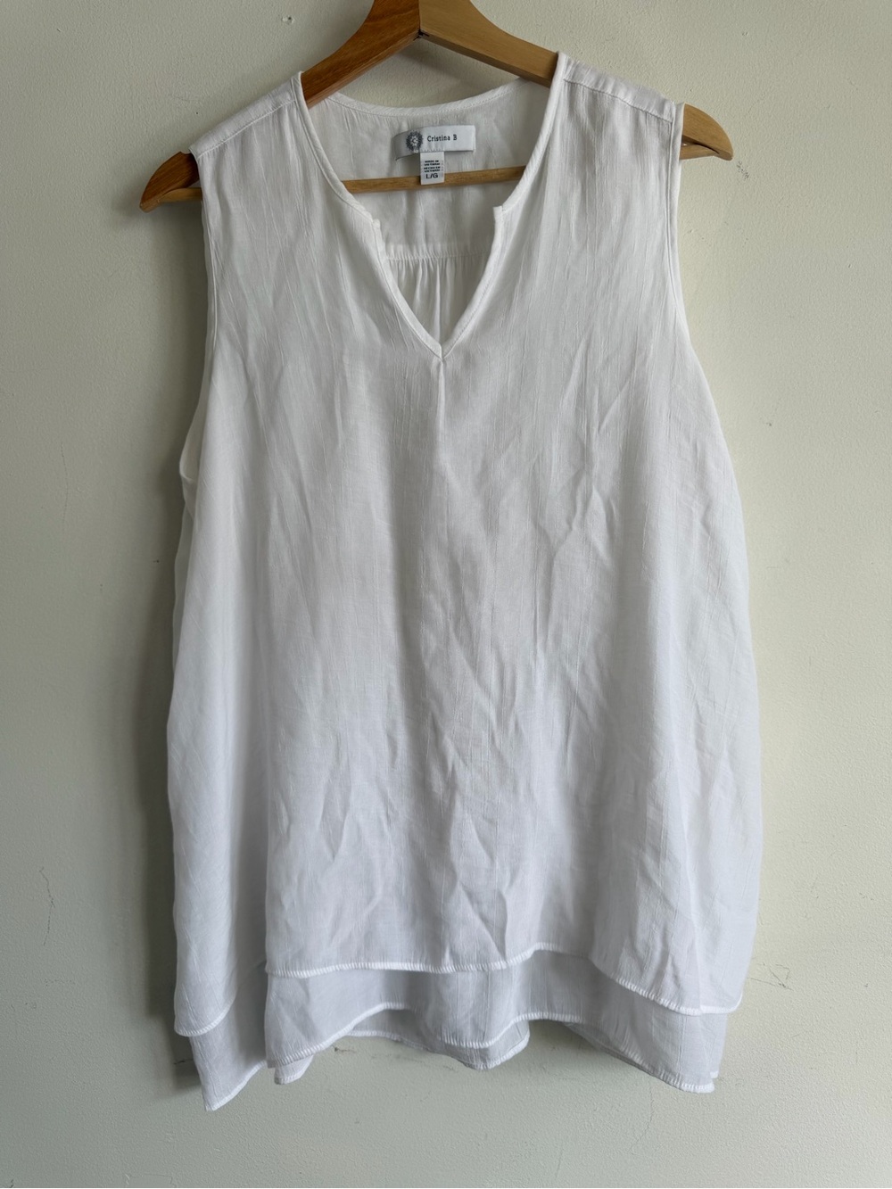 Christina White V-Neck Sleeveless Camisole Top